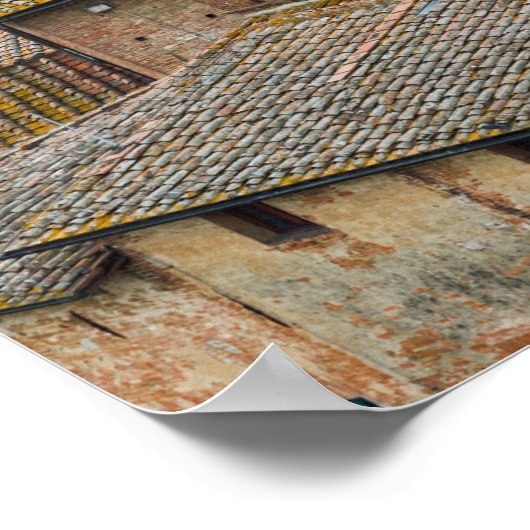 Dakpannen in Siena, verticaal poster (Hoek)