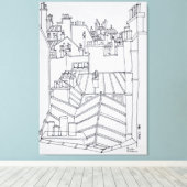 Dakpannen van Parijs, Frankrijk Canvas Afdruk (Insitu (Houten vloer))