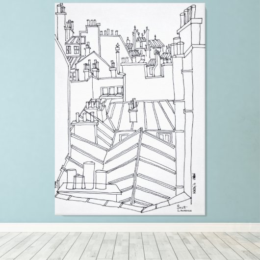 Dakpannen van Parijs, Frankrijk Canvas Afdruk (Insitu (Houten vloer))