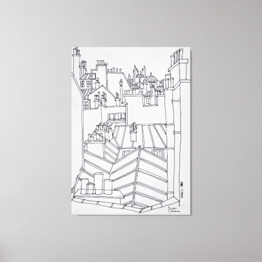 Dakpannen van Parijs, Frankrijk Canvas Afdruk (Voorkant)