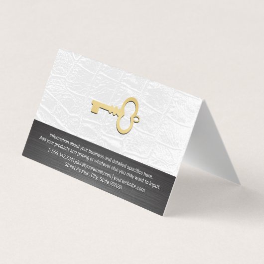 Dakterras Stad Logo | Leer | Skelet Sleutel Visitekaartje (Achterkant)