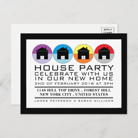 Daktoppictogrammen, uitnodiging van de Housewarmin (Voorkant / Achterkant)