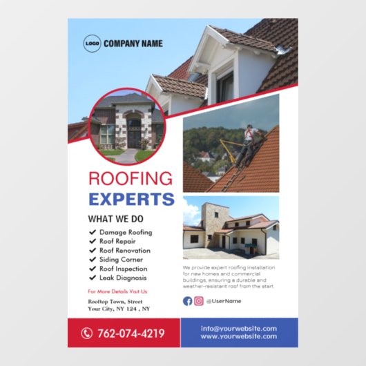 Dakwerkservices op maat raamsticker (Vel)