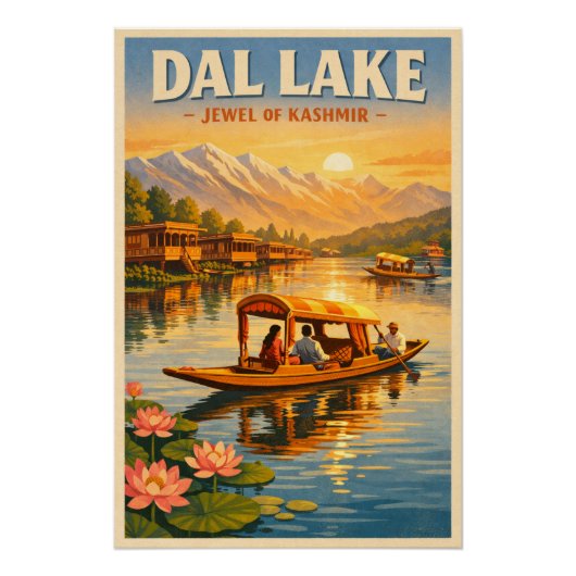 Dal Lake, Srinagar, India, in a classic Perfect Poster (Voorkant)
