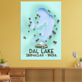 Dal Lake,Srinagar,India reisposter Kaart Canvas Afdruk (Insitu (Woonkamer))