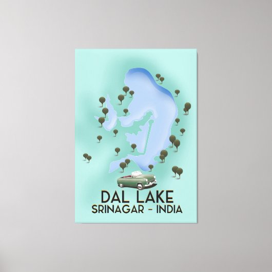 Dal Lake,Srinagar,India reisposter Kaart Canvas Afdruk (Voorkant)