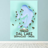 Dal Lake,Srinagar,India reisposter Kaart Canvas Afdruk (Insitu (Houten vloer))