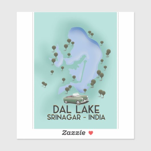 Dal Lake,Srinagar,India reisposter Kaart Sticker (Vel)