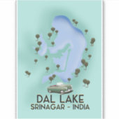 Dal Lake,Srinagar,India reisposter Kaart Sticker (Voorkant)