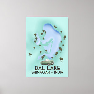 Dal Lake,Srinagar,India reisposterkaart Canvas Afdruk