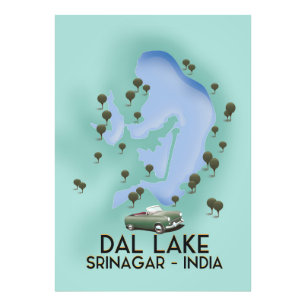 Dal Lake,Srinagar,India reisposterkaart Foto Afdruk