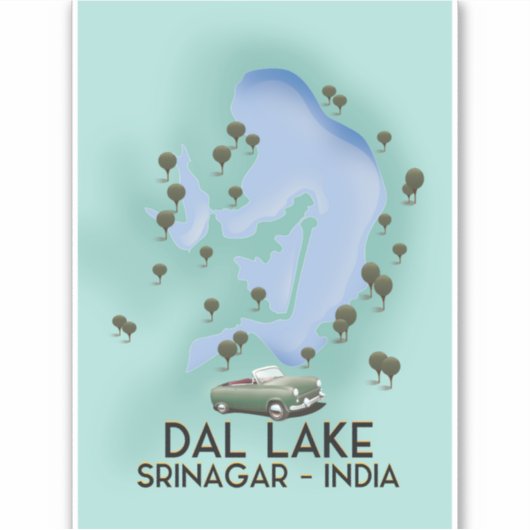 Dal Lake,Srinagar,India reisposterkaart Sticker (Voorkant)