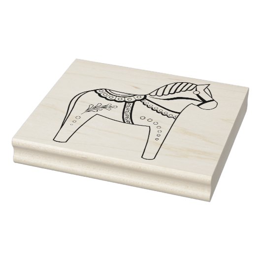Dala folk horse, black folk horse contour rubberstempel (Stempel)