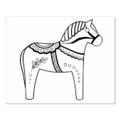 Dala folk horse, black folk horse contour rubberstempel (Afrduk)