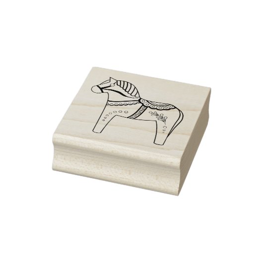 Dala folk horse, black folk horse contour rubberstempel (Stempel)