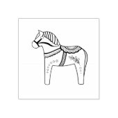 Dala folk horse, black folk horse contour rubberstempel (Afrduk)