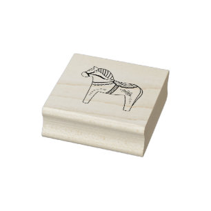 Dala folk horse, black folk horse contour rubberstempel