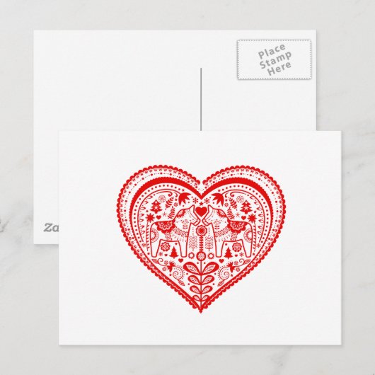 Dala Heart Briefkaart (Voorkant / Achterkant)