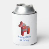 Dala Horse 80th Birthday Koelbox Blikjeskoeler (Blikje Voorkant)