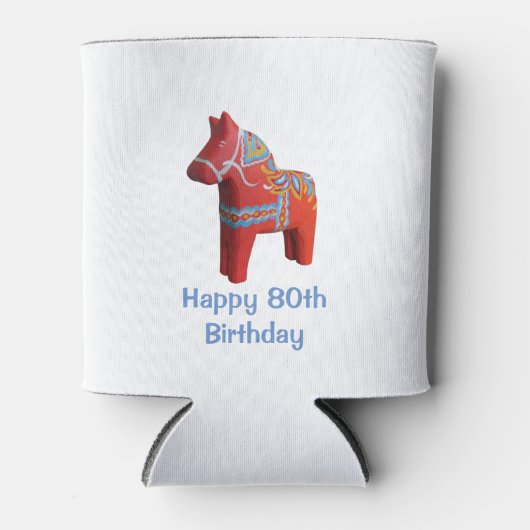 Dala Horse 80th Birthday Koelbox Blikjeskoeler (Voorkant)