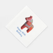 Dala Horse 80th Birthday Paper Napkins Servet (Hoek)