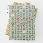 Dala Horse and Floral Swedish Folk Art Pattern Inpakpapier Vel (In situ)