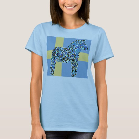 Dala Horse and Swedish Flag T-shirt copy (Voorkant)