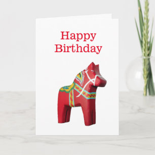 Dala Horse Birthday Kaart
