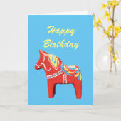 Dala Horse Birthday Kaart (Gele Bloem)