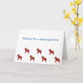 Dala Horse Birthday Kaart (Gele Bloem)