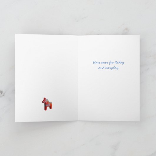 Dala Horse Birthday Kaart (Binnen)