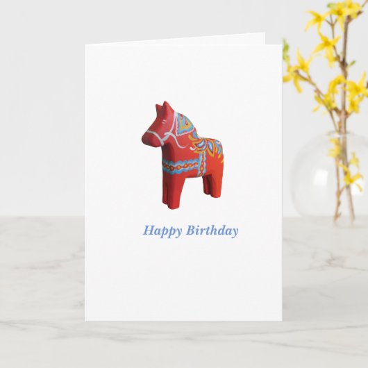 Dala Horse Birthday Kaart (Gele Bloem)