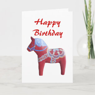 Dala Horse Birthday Kaart