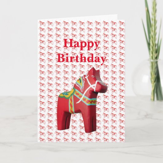 Dala Horse Birthday Kaart (Voorkant)