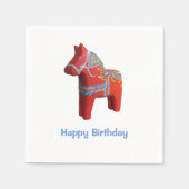 Dala Horse Birthday Paper Napkins Servetten (Voorkant)