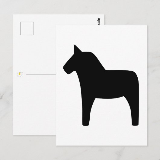 Dala Horse Black Briefkaart (Voorkant / Achterkant)