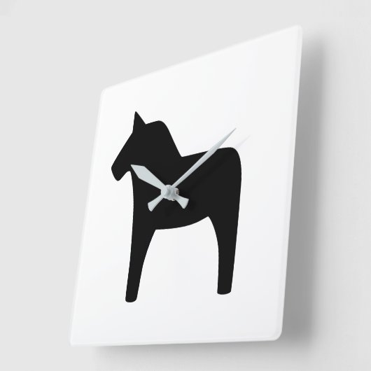 Dala Horse Black Clock Vierkante Klok (Hoek)