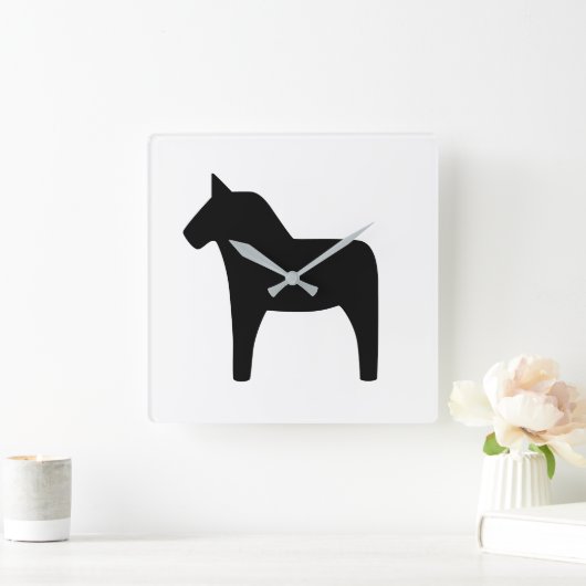 Dala Horse Black Clock Vierkante Klok (Huis)