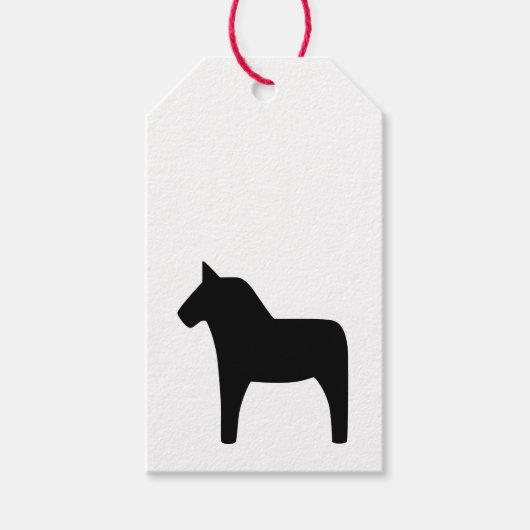 Dala Horse Black Gift Labels Cadeaulabel (Voorkant)