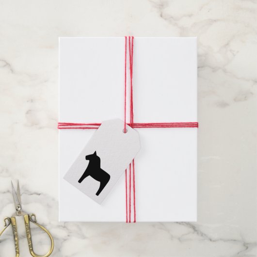 Dala Horse Black Gift Labels Cadeaulabel (Met Touw)