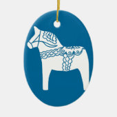 Dala Horse Blue Keramisch Ornament (Voorkant)