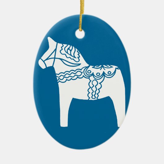 Dala Horse Blue Keramisch Ornament (Voorkant)