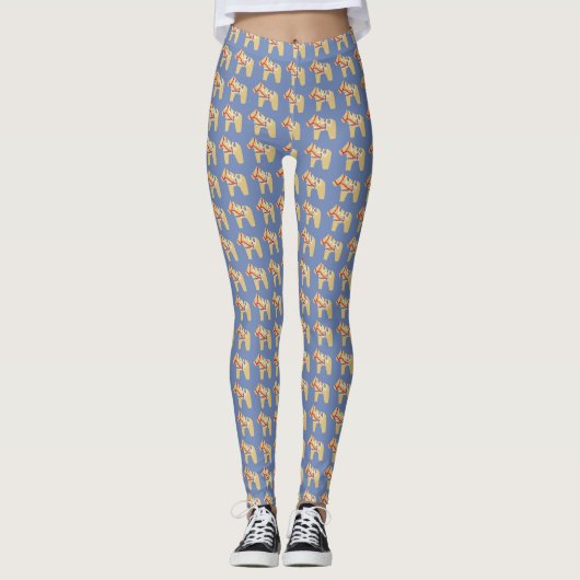 Dala Horse Blue Leggings (Voorkant)