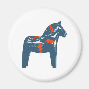 Dala Horse Blue Modern Art Zweden Magneet