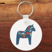 Dala Horse Blue Modern Art Zweden Sleutelhanger (Voorkant)