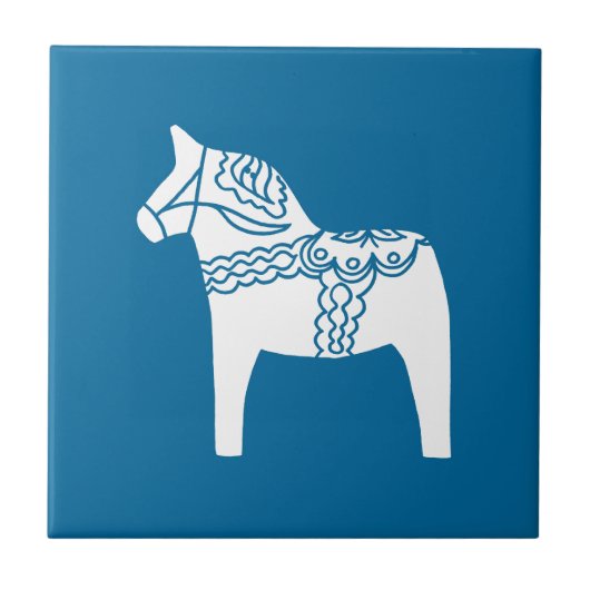 Dala Horse Blue Tegeltje (Voorkant)