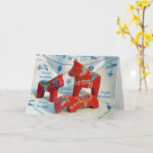 Dala Horse Collectie Birthday Kaart (Gele Bloem)