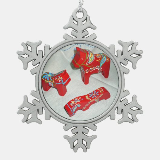 Dala Horse Collectie Kerstmis Snowflake ornament (Voorkant)