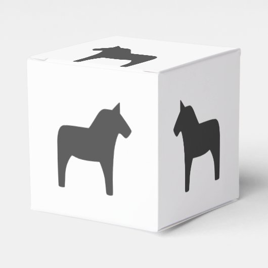 Dala Horse Dark Gray Favor Box Bedankdoosjes (Voorkant Zijde)