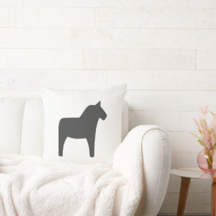 Dala Horse Donkergrijze Sierkussen